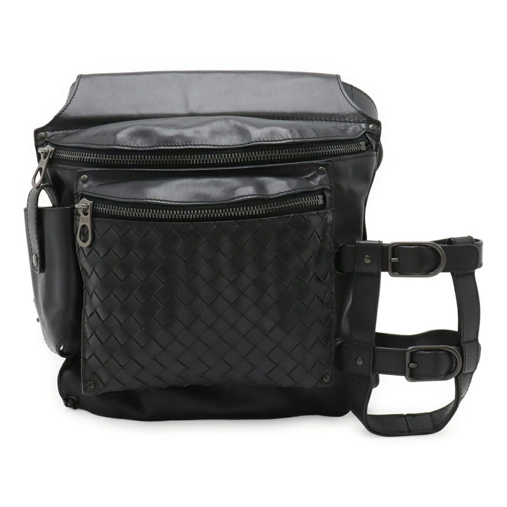 BOTTEGA VENETA Intrecciato Waist Bag Body Leather Black